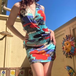 Vivienne Tam Psychedelic Mid Mod Halter Dress